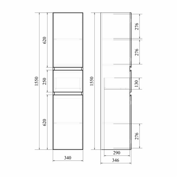 Пенал подвесной Mirsant Next 35 см (универсальный) белый - фото 5