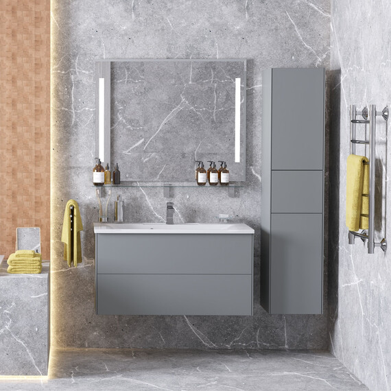 Пенал подвесной Mirsant Ultra 35 см (универсальный) серый матовый - фото 4