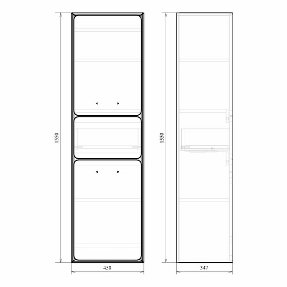 Пенал подвесной Mirsant Viva 45 см (универсальный), серый матовый - фото 7