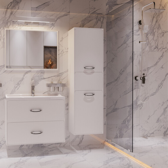 Пенал подвесной Mirsant Viva 45 см (универсальный), белый глянцевый - фото 6