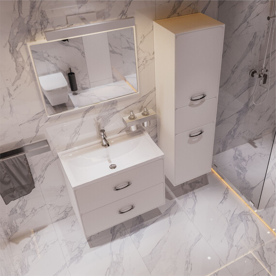 Пенал подвесной Mirsant Viva 45 см (универсальный), белый глянцевый - фото 4