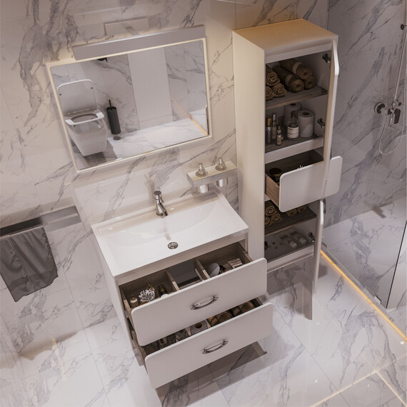 Пенал подвесной Mirsant Viva 45 см (универсальный), белый глянцевый - фото 5