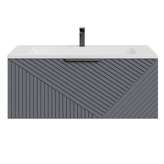 Тумба подвесная с раковиной Grossman Блисс 100 см 1010048, графит матовый - фото 3