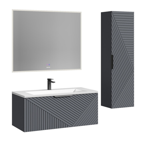 Тумба подвесная с раковиной Grossman Блисс 100 см 1010048, графит матовый - фото 8