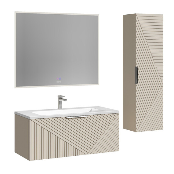 Тумба подвесная с раковиной Grossman Блисс 100 см 1010049, бежевый матовый - фото 5