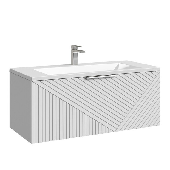 Тумба подвесная с раковиной Grossman Блисс 100 см 1010050, белый матовый - фото 