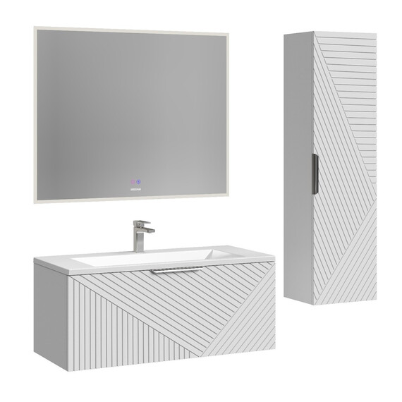 Тумба подвесная с раковиной Grossman Блисс 100 см 1010050, белый матовый - фото 5