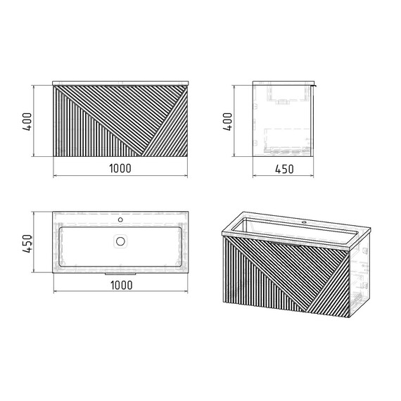 Тумба подвесная с раковиной Grossman Блисс 100 см 1010050, белый матовый - фото 10
