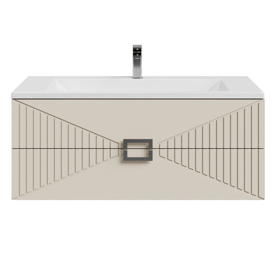 Тумба подвесная с раковиной Grossman Луксор 100 см 1010057, бежевый матовый - фото 3