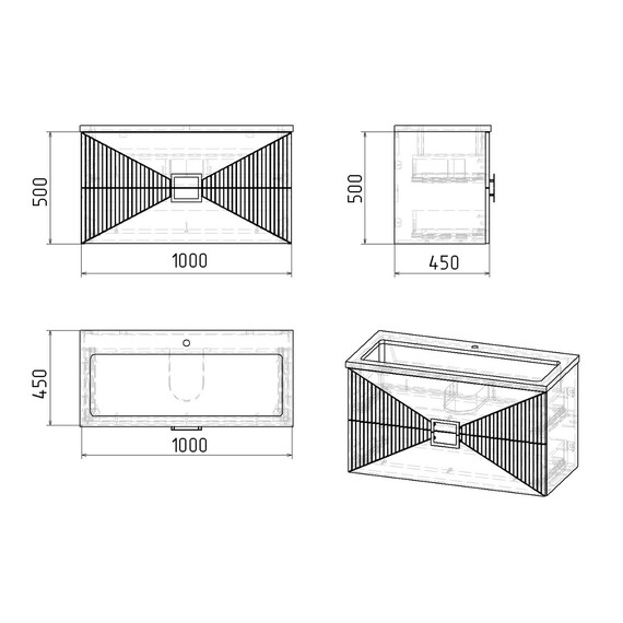 Тумба подвесная с раковиной Grossman Луксор 100 см 1010058, белый матовый - фото 10