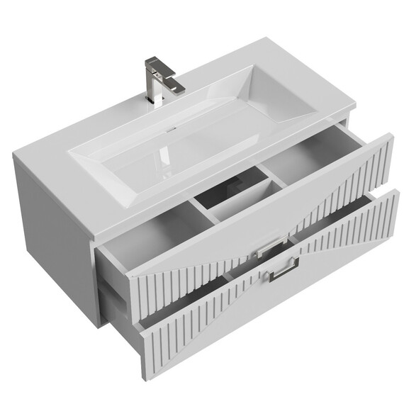 Тумба подвесная с раковиной Grossman Луксор 100 см 1010058, белый матовый - фото 4