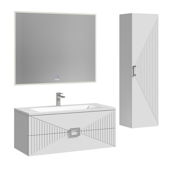 Тумба подвесная с раковиной Grossman Луксор 100 см 1010058, белый матовый - фото 8