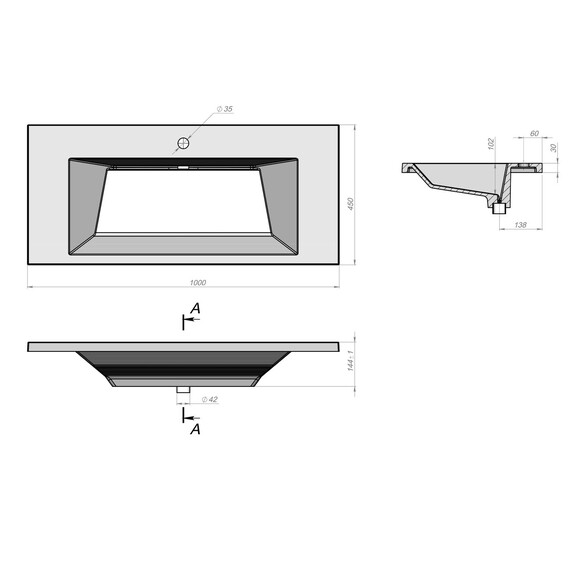 Тумба подвесная с раковиной Grossman Луксор 100 см 1010058, белый матовый - фото 9