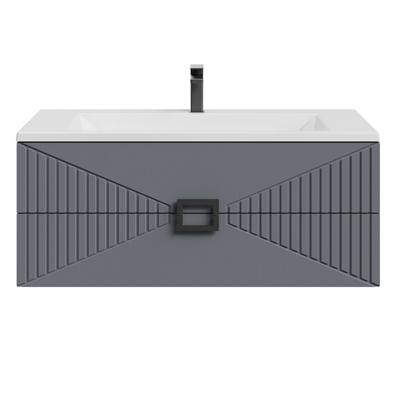 Тумба подвесная с раковиной Grossman Луксор 100 см 1010059, графит матовая - фото 3