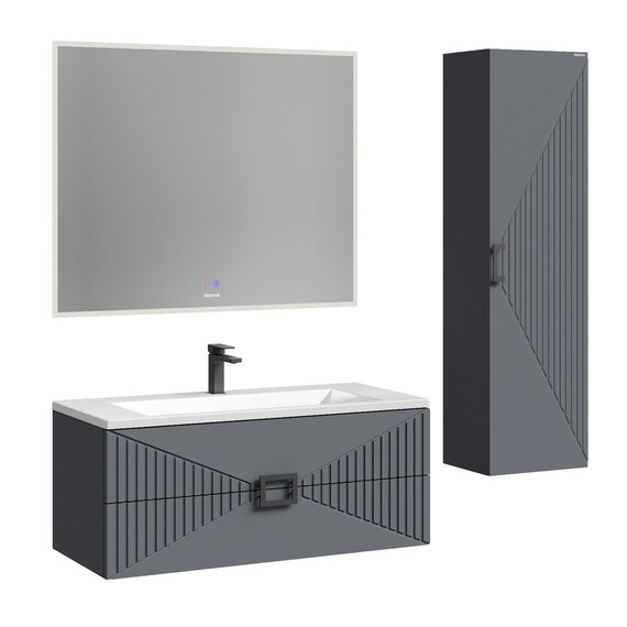 Тумба подвесная с раковиной Grossman Луксор 100 см 1010059, графит матовая - фото 8