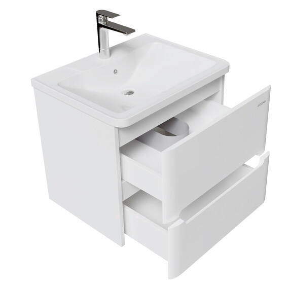 Тумба подвесная с раковиной Grossman Адель 60 см 106038, белый глянец - фото 3