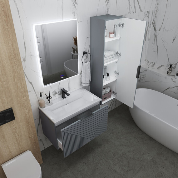 Тумба подвесная с раковиной Grossman Блисс 60 см 106043, графит матовый - фото 6