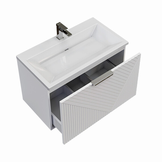 Тумба подвесная с раковиной Grossman Блисс 60 см 106044, белый матовый - фото 4