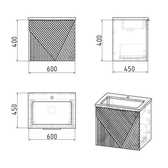 Тумба подвесная с раковиной Grossman Блисс 60 см 106044, белый матовый - фото 10