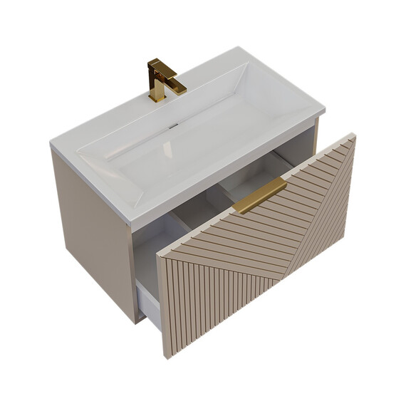 Тумба подвесная с раковиной Grossman Блисс 60 см 106045, бежевый матовый - фото 3