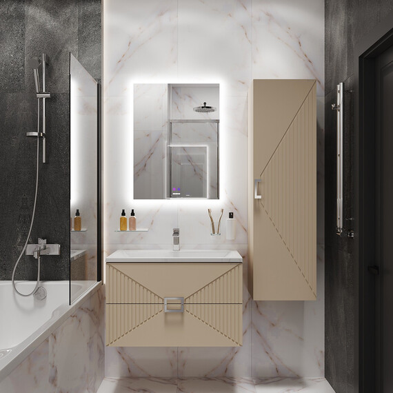 Тумба подвесная с раковиной Grossman Луксор 60 см 106053, бежевый матовый - фото 7