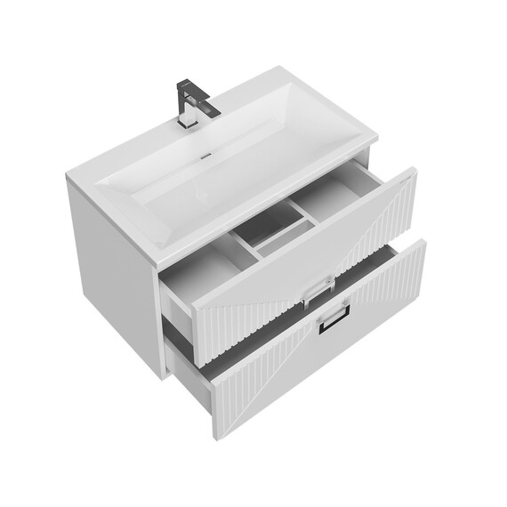 Тумба подвесная с раковиной Grossman Луксор 60 см 106054, белый матовый - фото 4