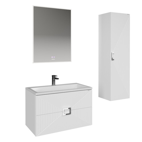 Тумба подвесная с раковиной Grossman Луксор 60 см 106054, белый матовый - фото 8