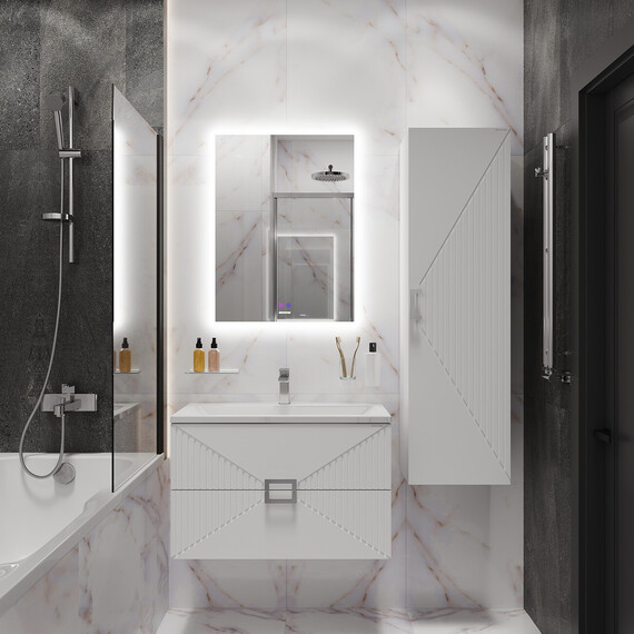 Тумба подвесная с раковиной Grossman Луксор 60 см 106054, белый матовый - фото 7