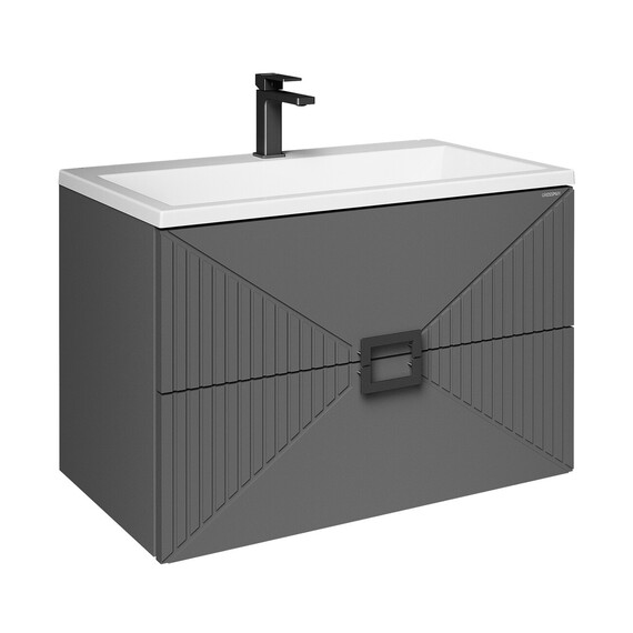 Тумба подвесная с раковиной Grossman Луксор 60 см 106056, графит матовая - фото 