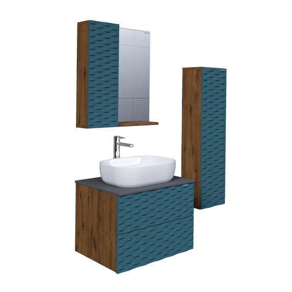 Тумба подвесная со столешницей Grossman Альба 65 см 106502 (раковина в комплекте) веллингтон/бриз - фото 5