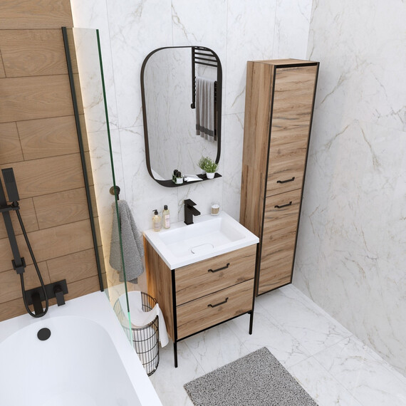 Тумба напольная с раковиной Grossman Неро 65 см 106504, альпийский дуб - фото 7