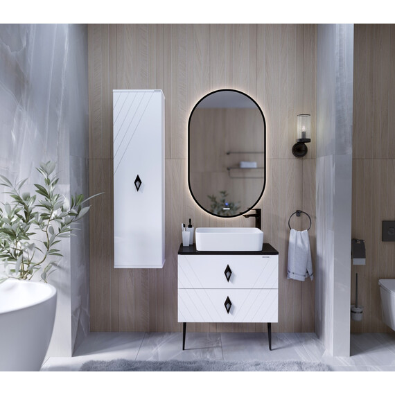 Тумба подвесная со столешницей Grossman Вива 70 см 107012 (раковина в комплекте) белый глянец - фото 5