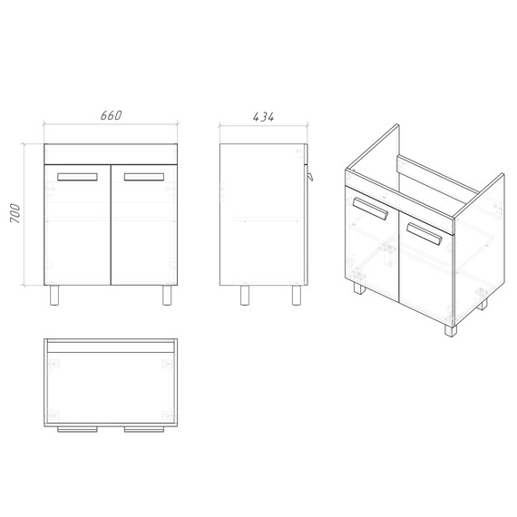 Тумба напольная с раковиной Grossman Нео 70 см 107013-1K, белый - фото 9