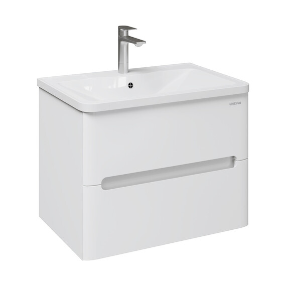 Тумба подвесная с раковиной Grossman Адель 70 см 107017, белый глянец - фото 