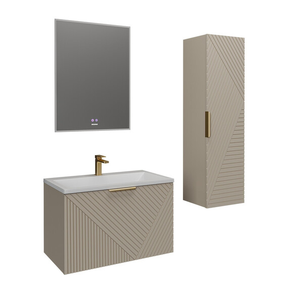 Тумба подвесная с раковиной Grossman Блисс 70 см 107051, бежевый матовый - фото 8