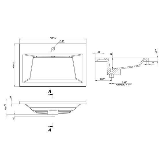 Тумба подвесная с раковиной Grossman Блисс 70 см 107053, графит матовый - фото 9