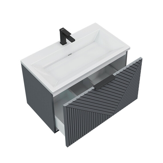 Тумба подвесная с раковиной Grossman Блисс 70 см 107053, графит матовый - фото 4