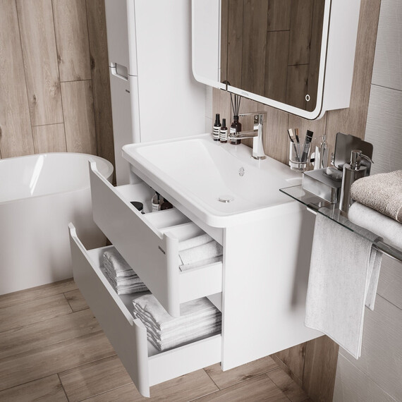 Тумба подвесная с раковиной Grossman Адель 80 см 108003, белый глянец - фото 3