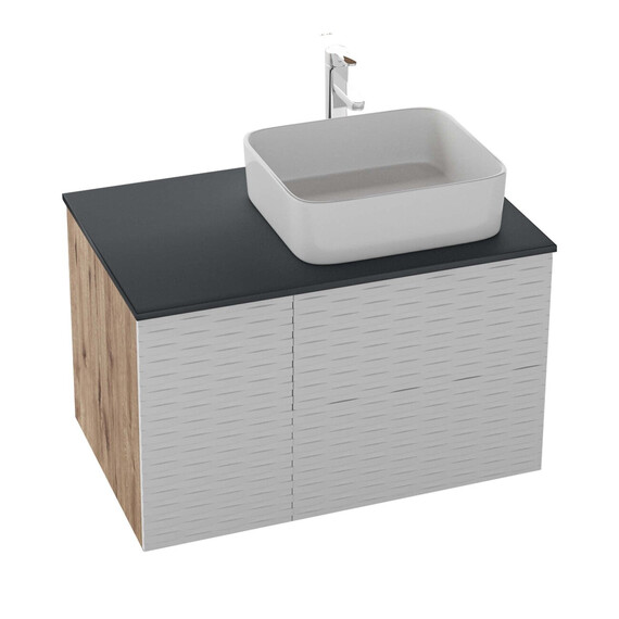 Тумба подвесная со столешницей Grossman Альба 80 см 108011 (раковина в комплекте) веллингтон/белая - фото 