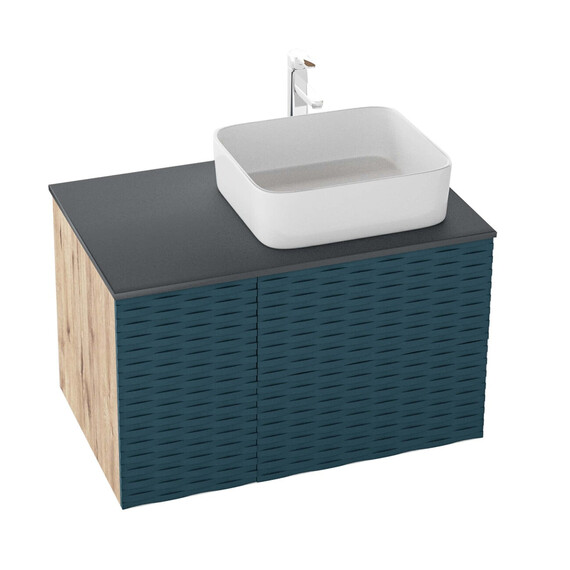 Тумба подвесная со столешницей Grossman Альба 80 см 108012 (раковина в комплекте) веллингтон/бриз - фото 