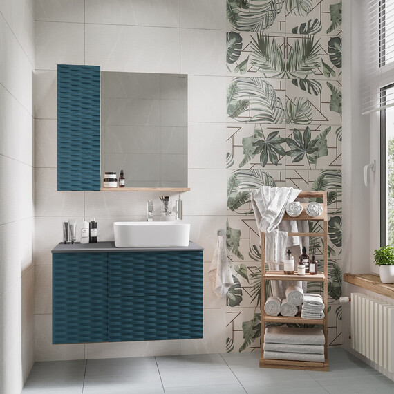 Тумба подвесная со столешницей Grossman Альба 80 см 108012 (раковина в комплекте) веллингтон/бриз - фото 4