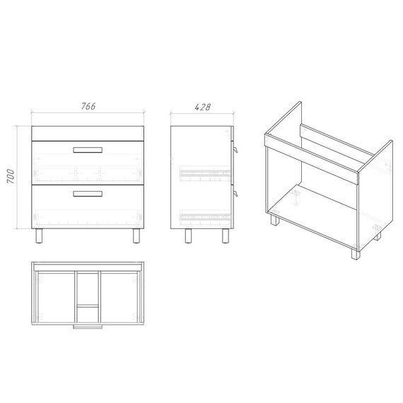 Тумба напольная с раковиной Grossman Нео 80 см 108019, белый - фото 9