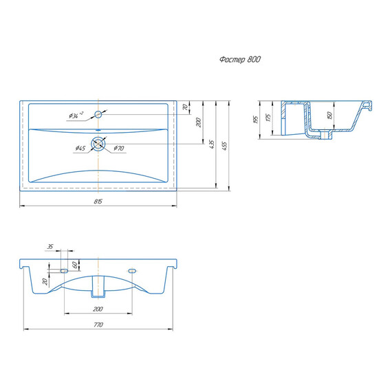 Тумба напольная с раковиной Grossman Нео 80 см 108019, белый - фото 8