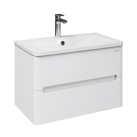 Тумба подвесная с раковиной Grossman Адель 80 см 108022, белый глянец - фото 