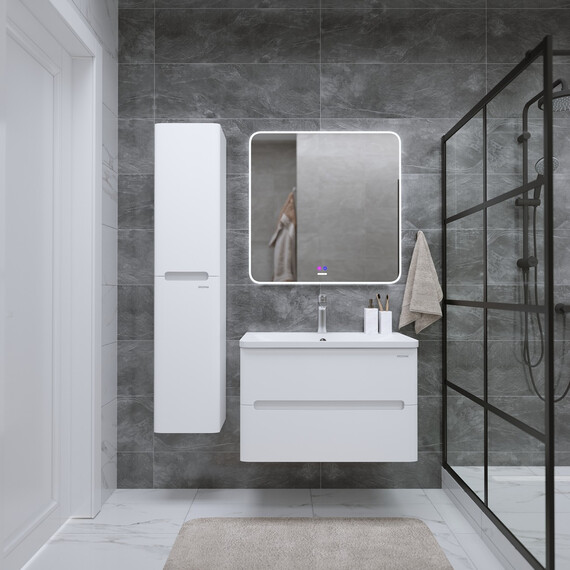 Тумба подвесная с раковиной Grossman Адель 80 см 108022, белый глянец - фото 5