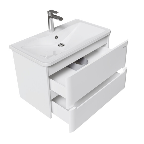 Тумба подвесная с раковиной Grossman Адель 80 см 108022, белый глянец - фото 3