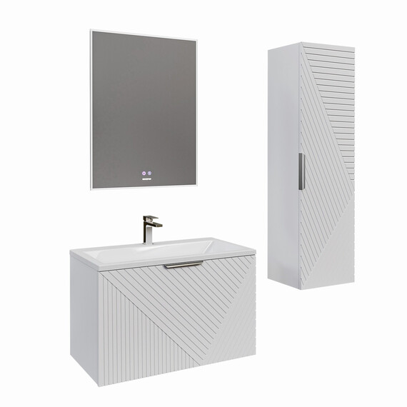 Тумба подвесная с раковиной Grossman Блисс 80 см 108046, белый матовый - фото 8