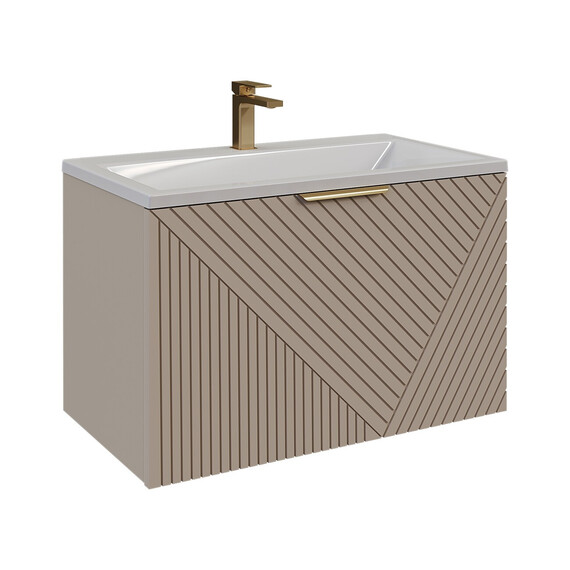 Тумба подвесная с раковиной Grossman Блисс 80 см 108047, бежевый матовый - фото 