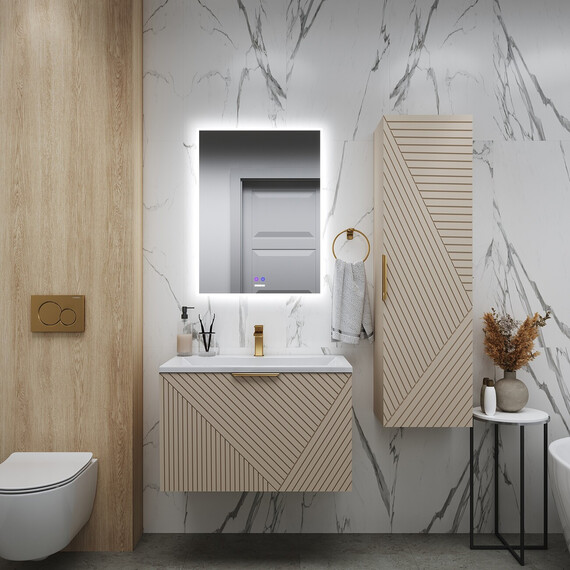 Тумба подвесная с раковиной Grossman Блисс 80 см 108047, бежевый матовый - фото 7