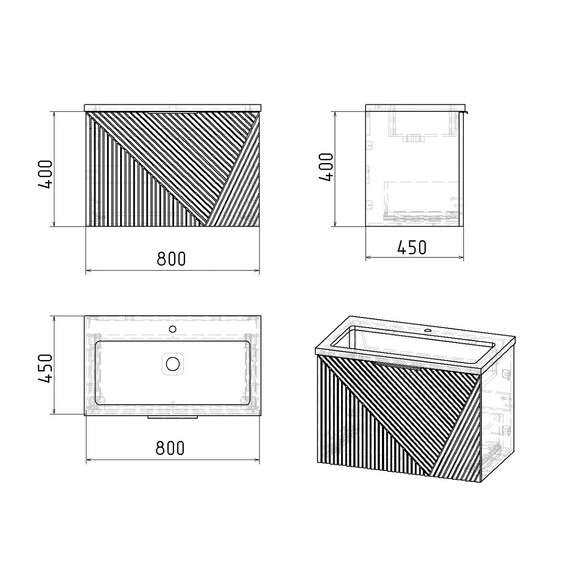 Тумба подвесная с раковиной Grossman Блисс 80 см 108047, бежевый матовый - фото 10